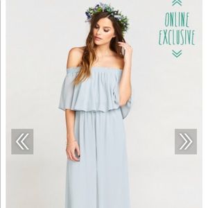 Hacienda Maxi Blue Steel chiffon bridesmaid dress